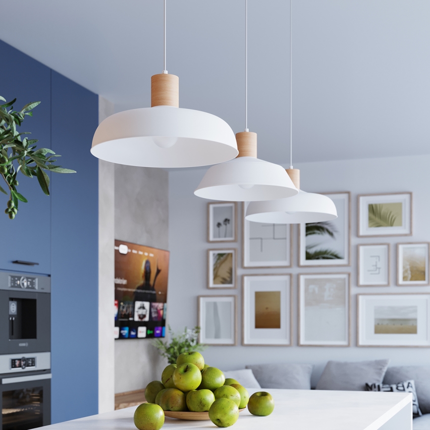 Hanglamp aan een koord INDY 1xE27/15W/230V diameter 38 cm wit