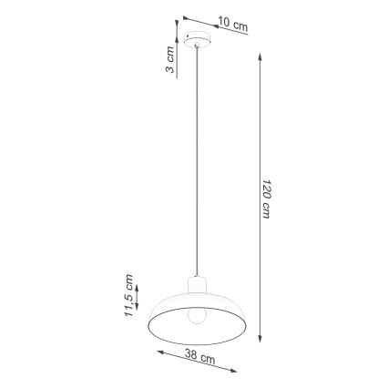 Suspension filaire INDY 1xE27/15W/230V d. 38 cm blanc