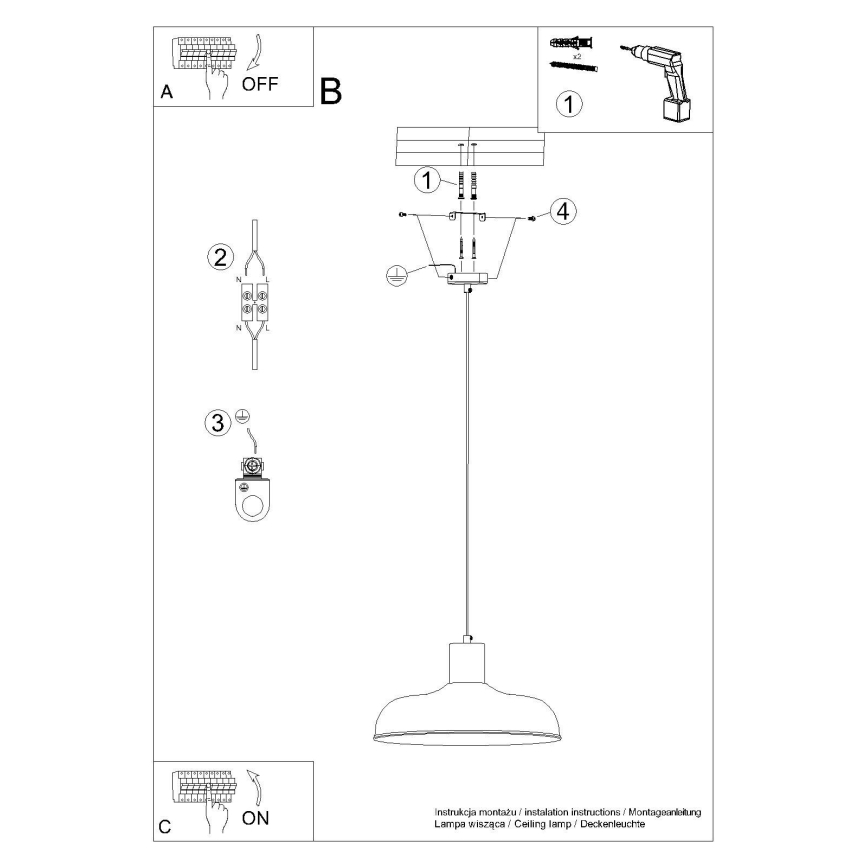 Suspension filaire INDY 1xE27/15W/230V d. 38 cm blanc
