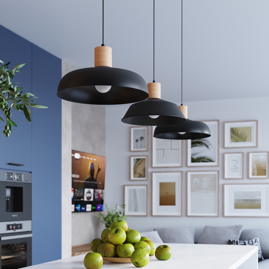 Hanglamp aan een koord INDY 1xE27/15W/230V diameter 38 cm zwart