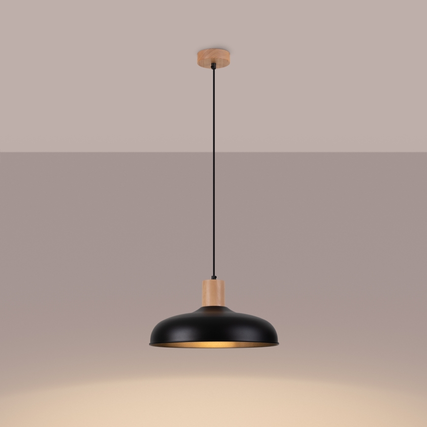 Suspension filaire INDY 1xE27/15W/230V d. 38 cm noir