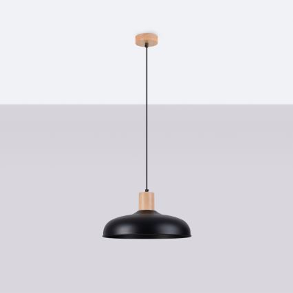 Suspension filaire INDY 1xE27/15W/230V d. 38 cm noir