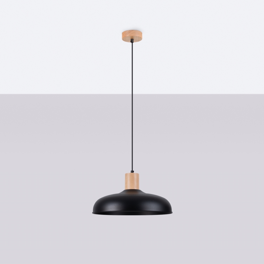 Suspension filaire INDY 1xE27/15W/230V d. 38 cm noir