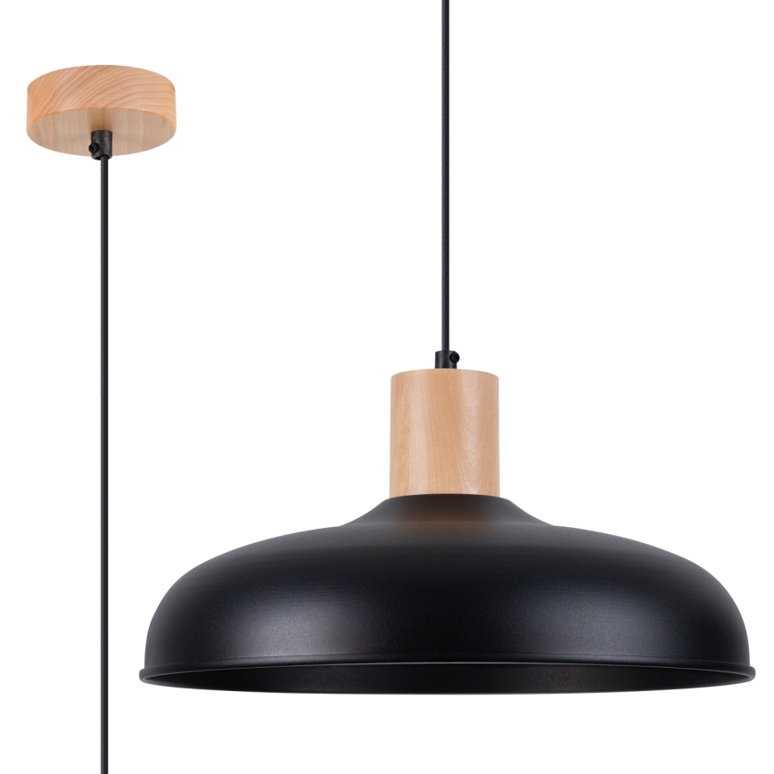 Suspension filaire INDY 1xE27/15W/230V d. 38 cm noir