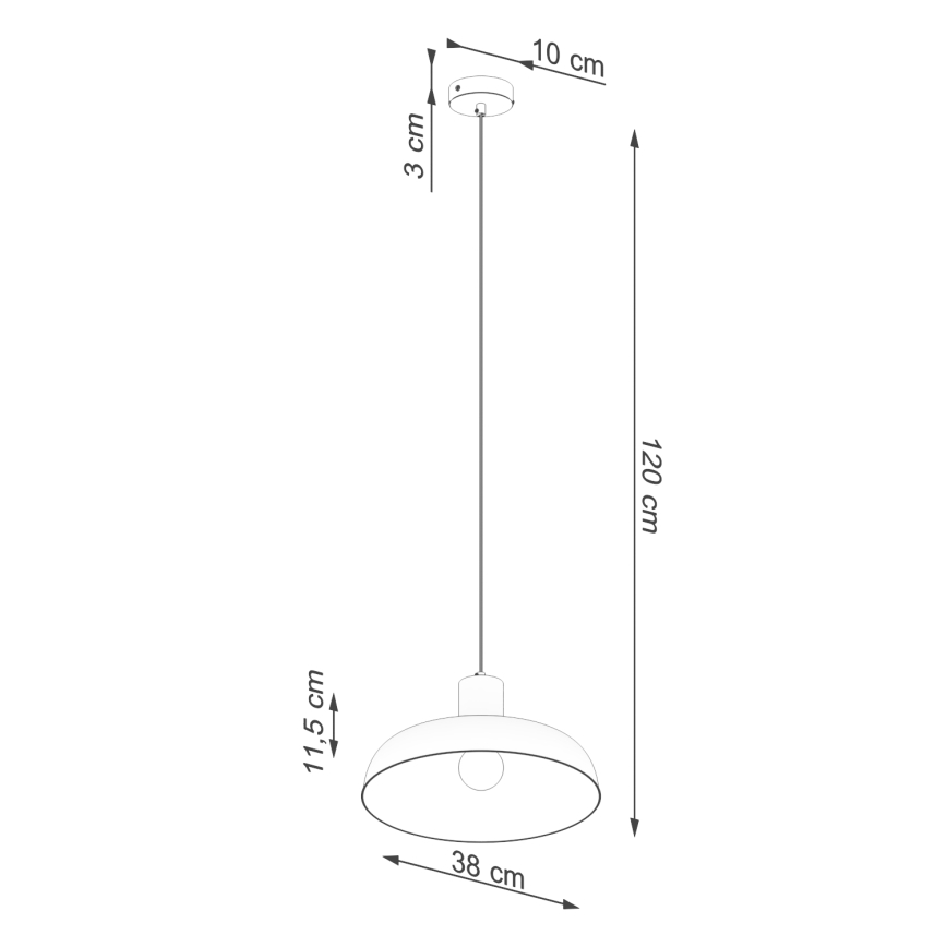 Suspension filaire INDY 1xE27/15W/230V d. 38 cm noir