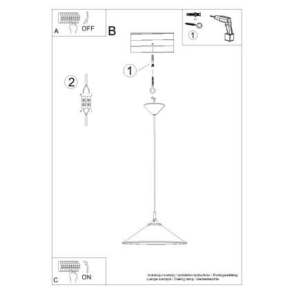Hanglamp aan een koord ZUMA 1xE27/15W/230V diameter 30 cm wit
