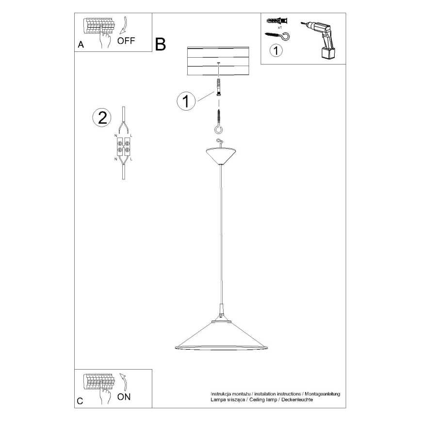 Hanglamp aan een koord ZUMA 1xE27/15W/230V diameter 30 cm wit