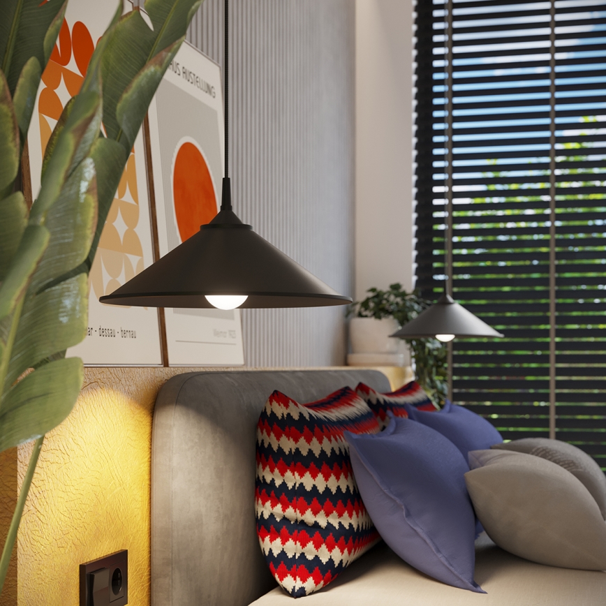 Hanglamp aan een koord ZUMA 1xE27/15W/230V diameter 30 cm zwart