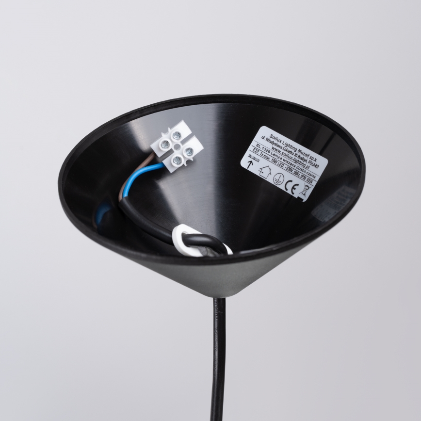 Hanglamp aan een koord ZUMA 1xE27/15W/230V diameter 30 cm zwart