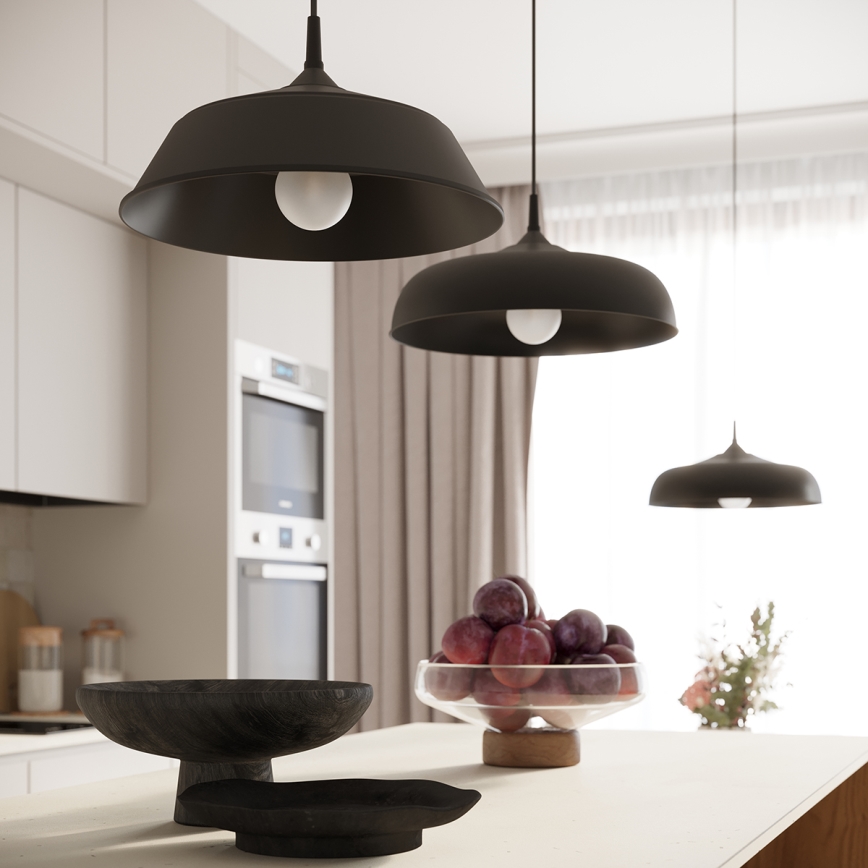 Hanglamp aan een koord FRIKA 1xE27/15W/230V diameter 34 cm zwart