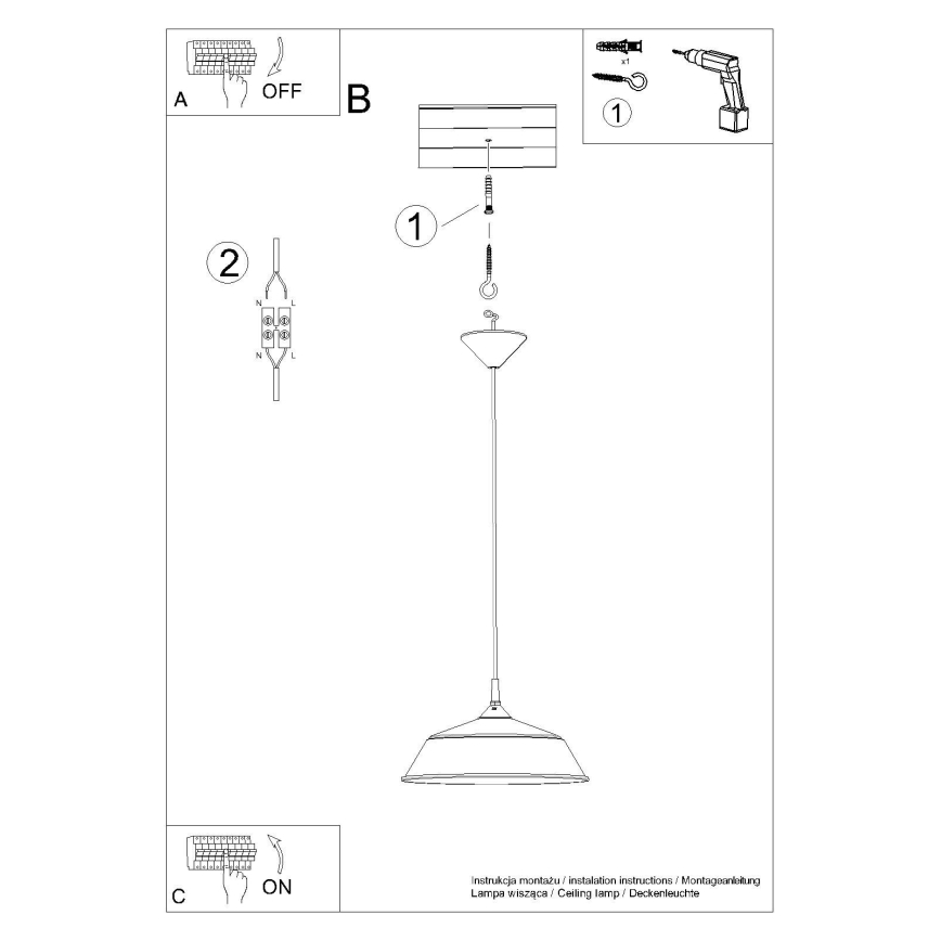 Hanglamp aan een koord FRIKA 1xE27/15W/230V diameter 34 cm zwart