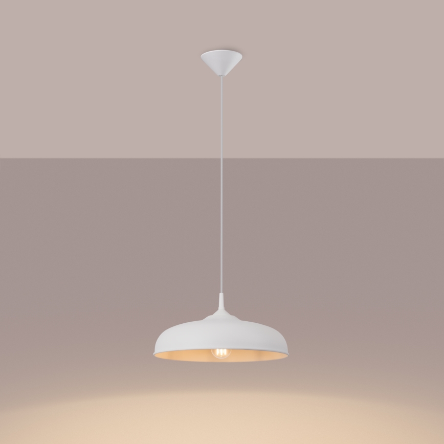 Hanglamp aan een koord GINA 1xE27/15W/230V diameter 38 cm wit