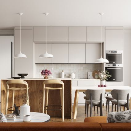 Hanglamp aan een koord GINA 1xE27/15W/230V diameter 38 cm wit