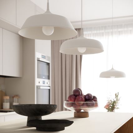 Hanglamp aan een koord GINA 1xE27/15W/230V diameter 38 cm wit