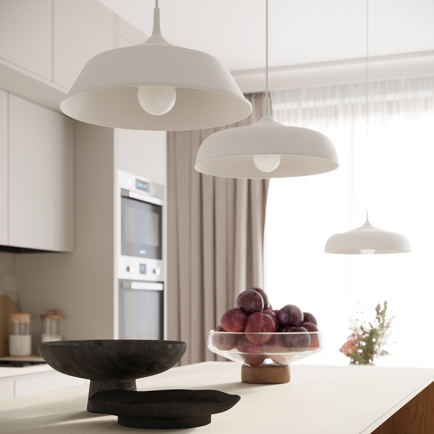 Hanglamp aan een koord GINA 1xE27/15W/230V diameter 38 cm wit