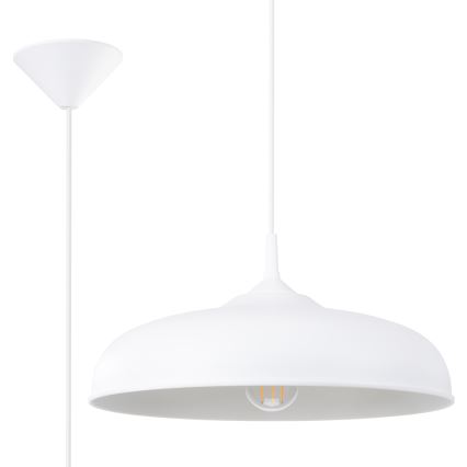 Hanglamp aan een koord GINA 1xE27/15W/230V diameter 38 cm wit