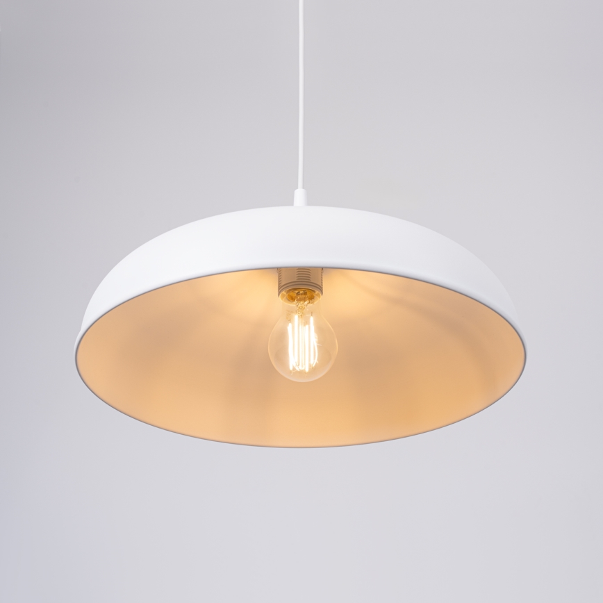 Hanglamp aan een koord GINA 1xE27/15W/230V diameter 38 cm wit