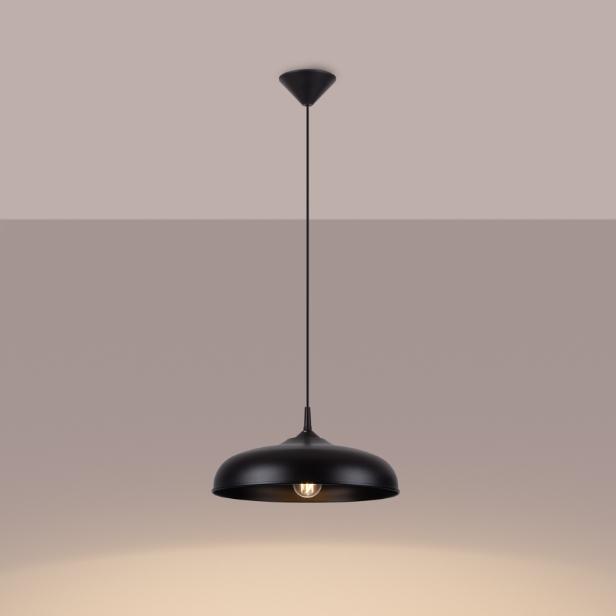 Hanglamp aan een koord GINA 1xE27/15W/230V diameter 38 cm zwart