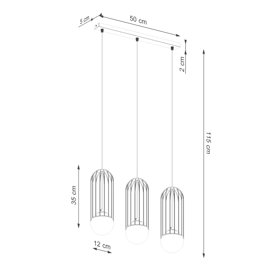 Hanglamp aan een koord BRINA 3xG9/8W/230V wit