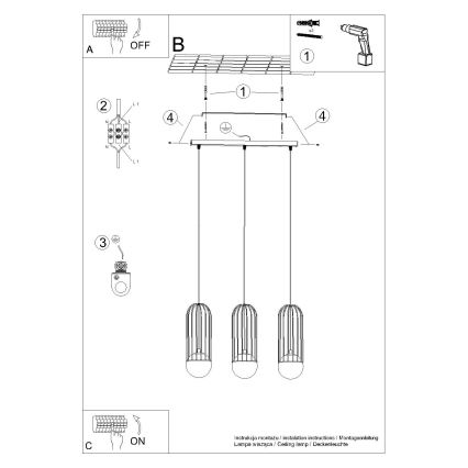 Hanglamp aan een koord BRINA 3xG9/8W/230V wit
