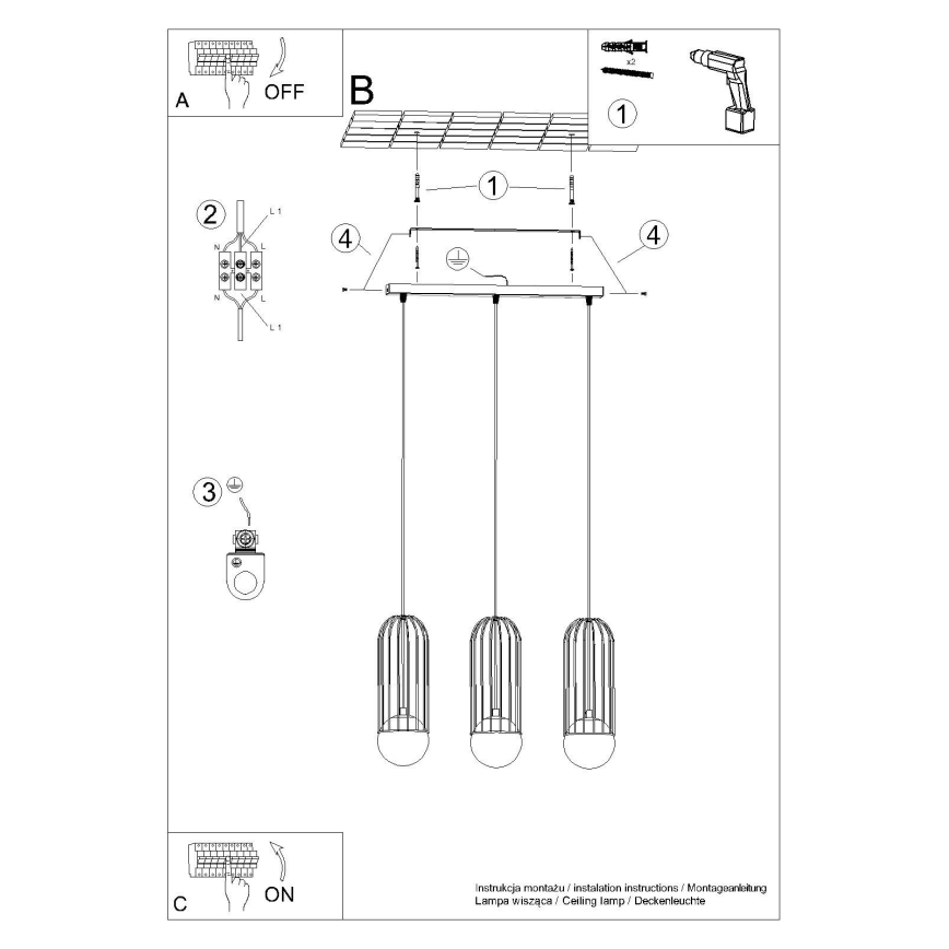 Hanglamp aan een koord BRINA 3xG9/8W/230V wit