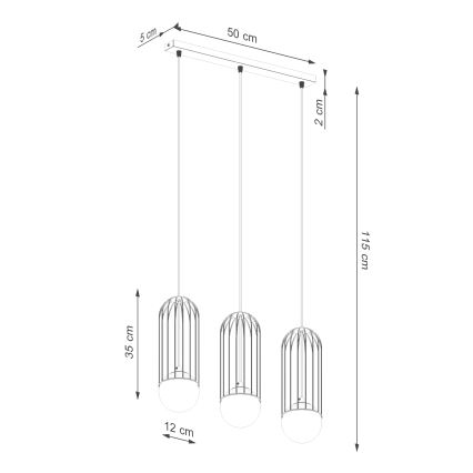 Hanglamp aan een koord BRINA 3xG9/8W/230V zwart