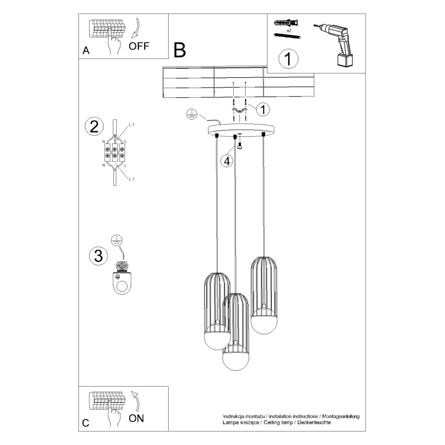 Hanglamp aan een koord BRINA 3xG9/8W/230V wit