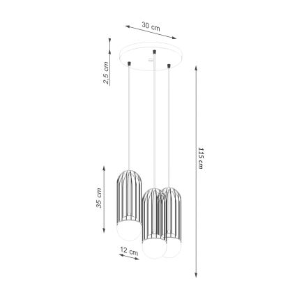 Hanglamp aan een koord BRINA 3xG9/8W/230V zwart