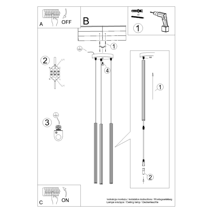 Hanglamp aan een koord ARCHE 3xG9/8W/230V wit