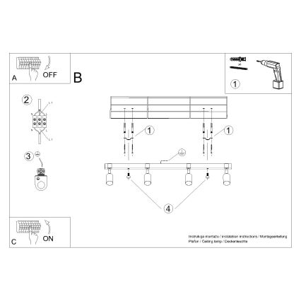 Spot FAGER 4xGU10/10W/230V zwart