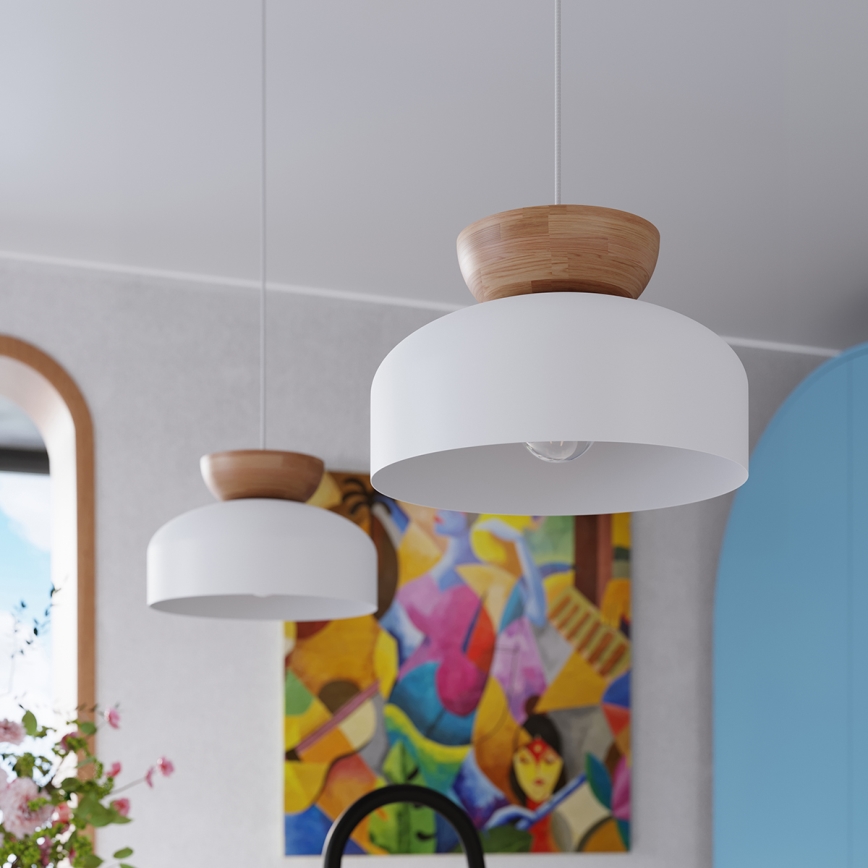 Hanglamp aan een koord MARION 1xE27/15W/230V diameter 29,5 cm wit