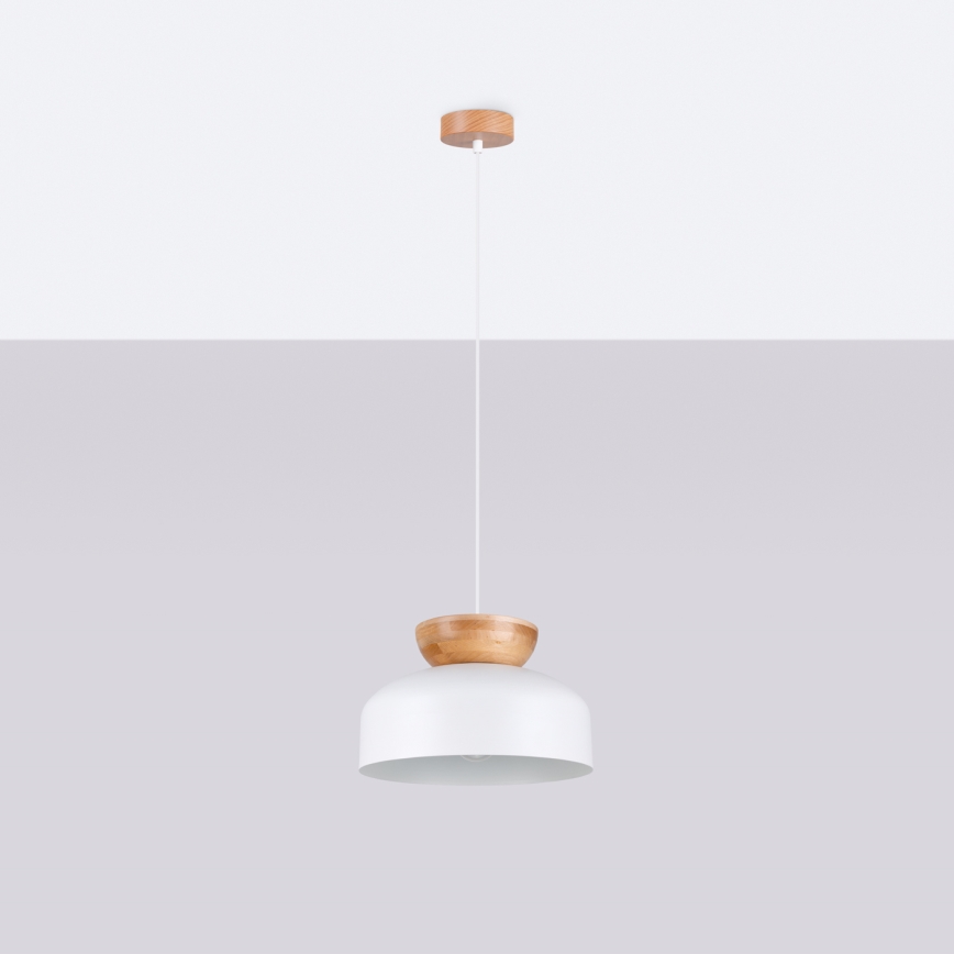 Hanglamp aan een koord MARION 1xE27/15W/230V diameter 29,5 cm wit