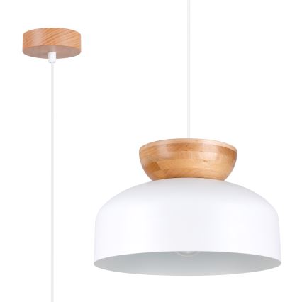 Hanglamp aan een koord MARION 1xE27/15W/230V diameter 29,5 cm wit