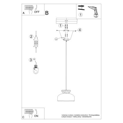 Hanglamp aan een koord MARION 1xE27/15W/230V diameter 29,5 cm wit