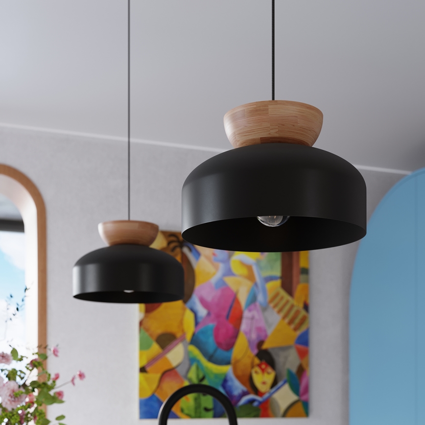 Hanglamp aan een koord MARION 1xE27/15W/230V diameter 29,5 cm zwart