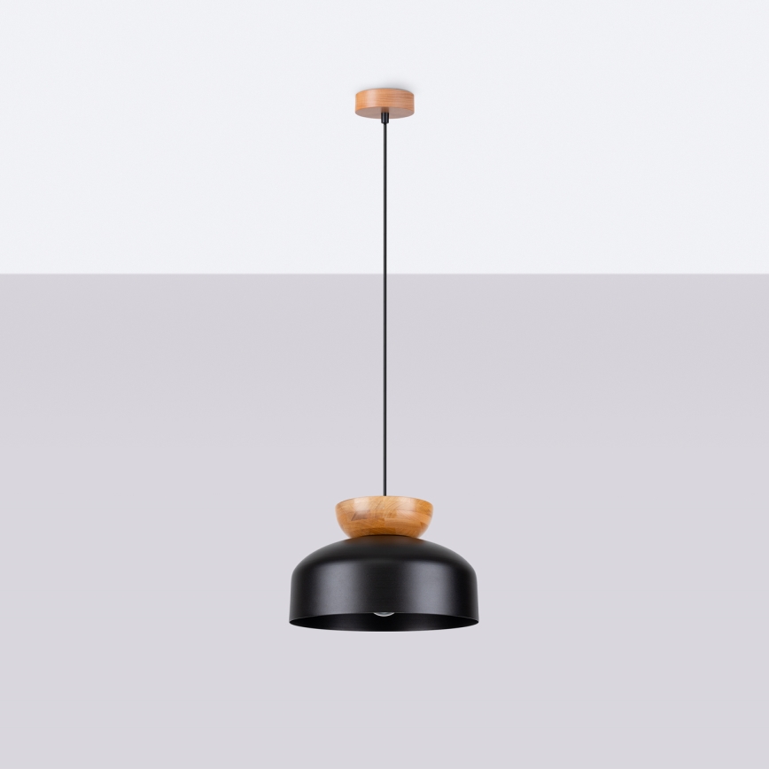 Hanglamp aan een koord MARION 1xE27/15W/230V diameter 29,5 cm zwart
