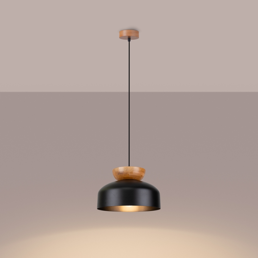 Suspension filaire MARION 1xE27/15W/230V d. 29,5 cm noir