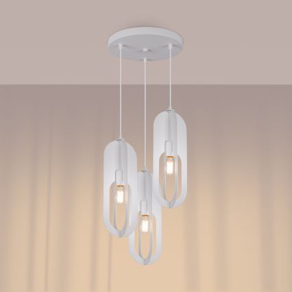 Hanglamp aan een koord NICUS 3xE27/15W/230V wit