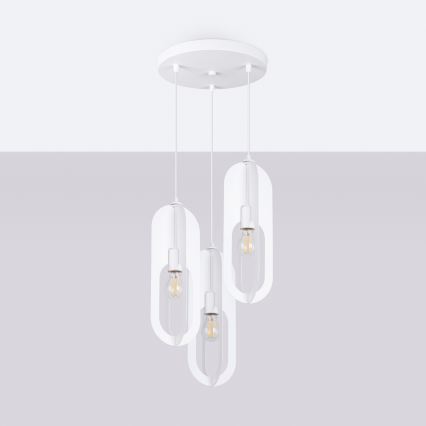Hanglamp aan een koord NICUS 3xE27/15W/230V wit