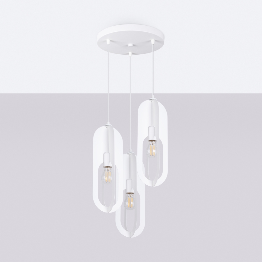 Hanglamp aan een koord NICUS 3xE27/15W/230V wit