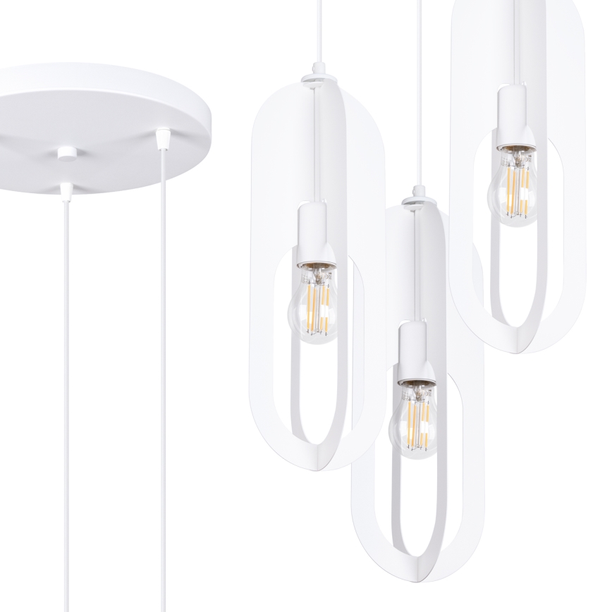 Hanglamp aan een koord NICUS 3xE27/15W/230V wit