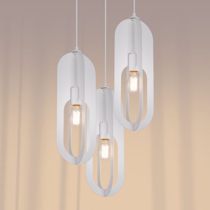 Hanglamp aan een koord NICUS 3xE27/15W/230V wit