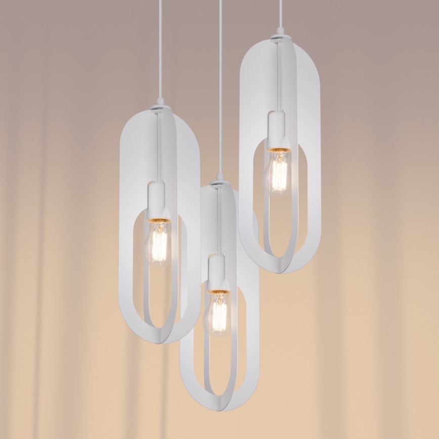 Hanglamp aan een koord NICUS 3xE27/15W/230V wit