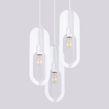 Hanglamp aan een koord NICUS 3xE27/15W/230V wit