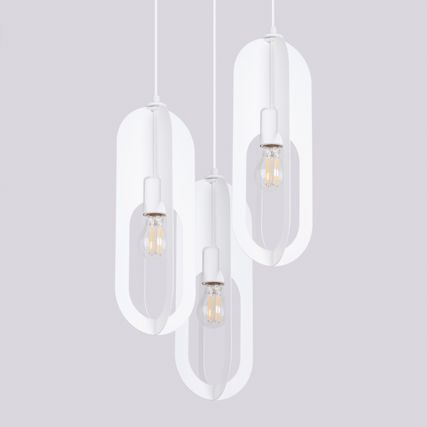 Hanglamp aan een koord NICUS 3xE27/15W/230V wit