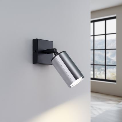 Spot mural WINX 1xGU10/10W/230V noir/chrome brillant