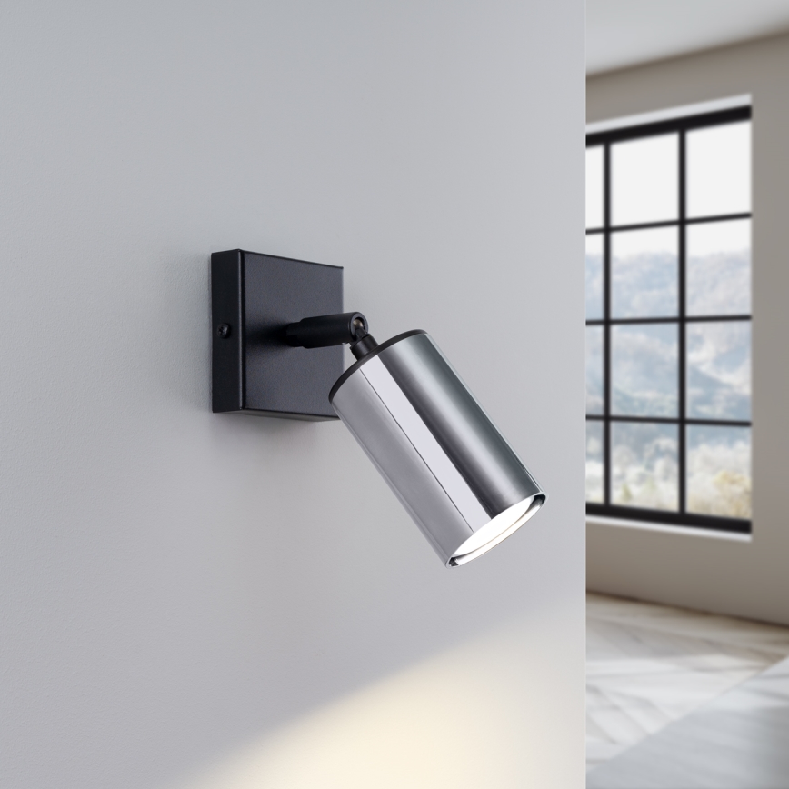 Spot mural WINX 1xGU10/10W/230V noir/chrome brillant