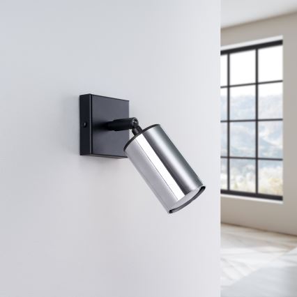 Spot mural WINX 1xGU10/10W/230V noir/chrome brillant