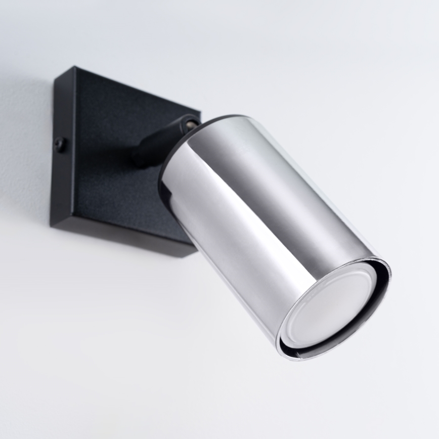 Wandspot WINX 1xGU10/10W/230V zwart/glanzend chroom