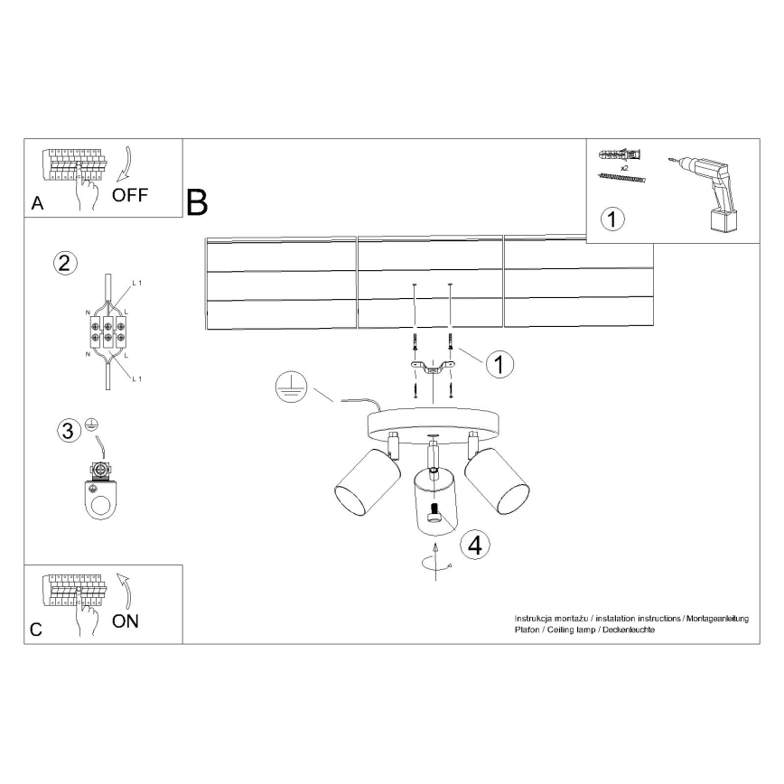 Spot WINX 3xGU10/10W/230V zwart/glanzend chroom